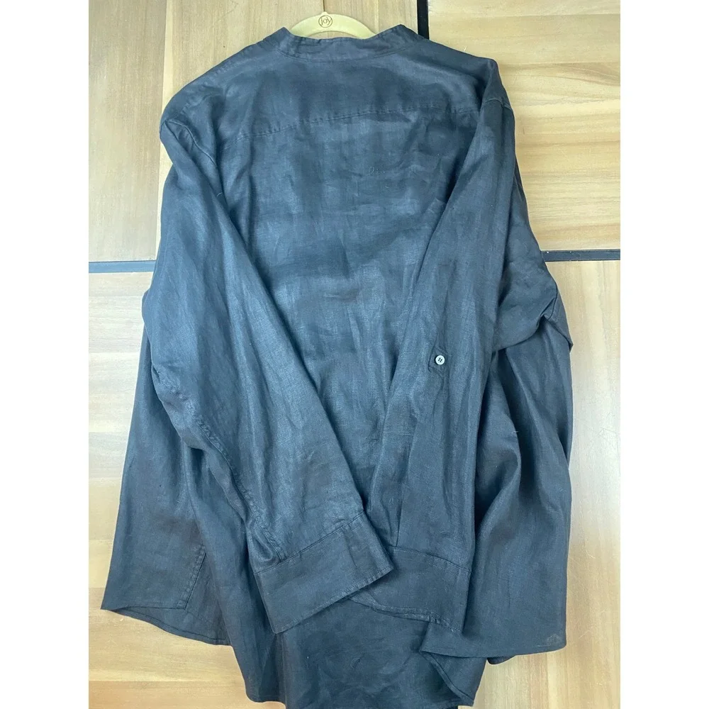 Baird McNutt Murano Linen Shirt‎ Mens 2XB Oversized Black Collared Top - Picture 3 of 4